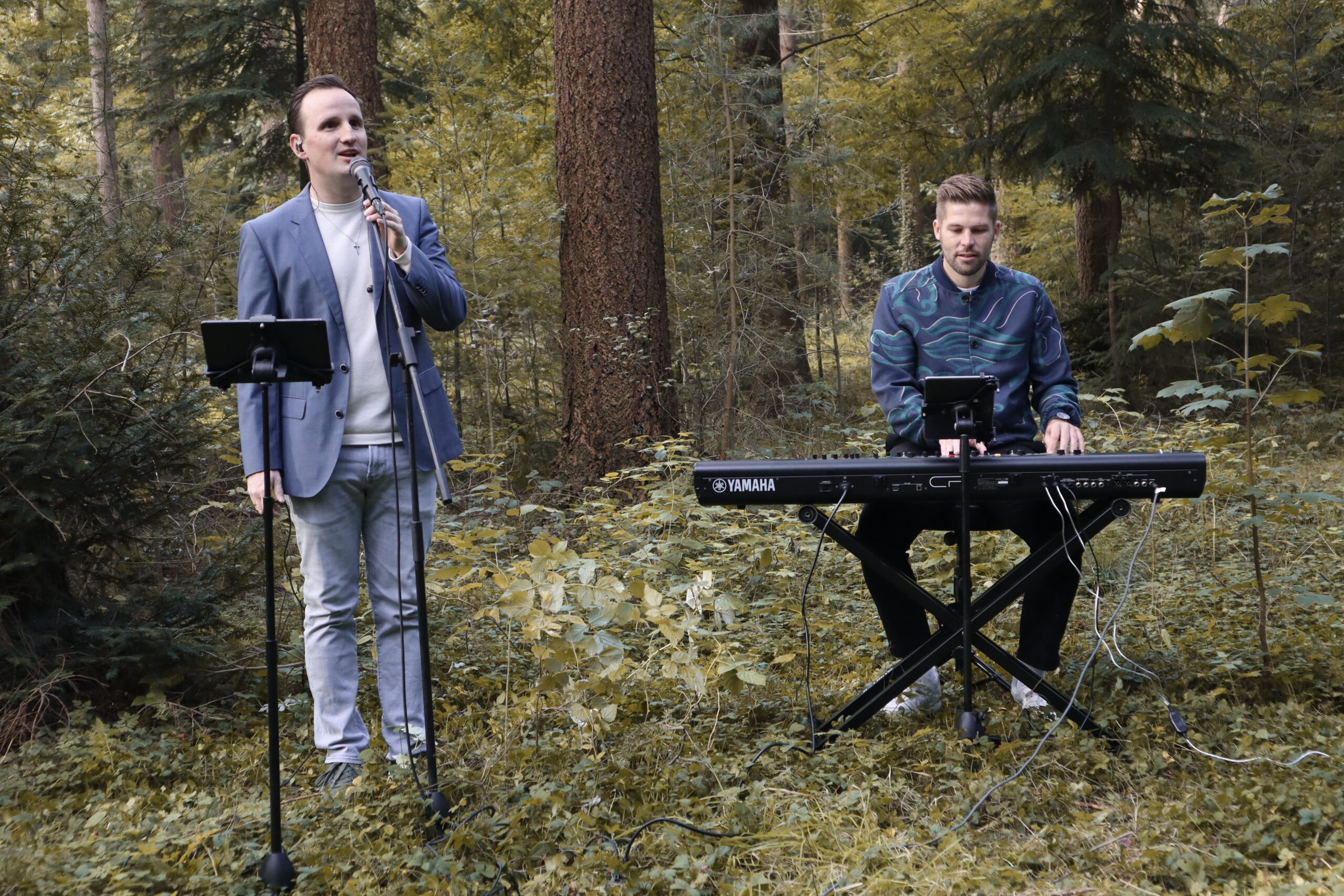 Muzikanten in het bos